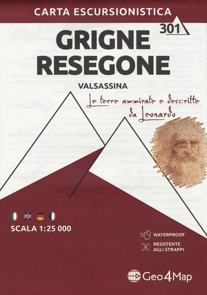 Carta escursionistica gruppo delle Grigne. Val Sassina-Monte Resegone. Scala 1:25.000. Ediz. italiana, inglese, tedesca e francese - copertina
