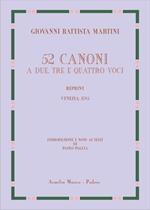 52 canoni a due, tre e quattro voci (rist. anast. Venezia, 1785). Ediz. speciale