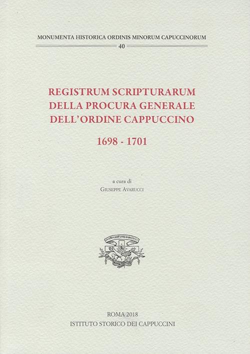 Registrum scripturarum della procura generale dell'Ordine Cappuccino 1698-1701 - copertina