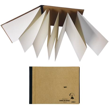 Carnet de voyage. Pagine bianche a leporello. Modello Albatros. Taccuino di viaggio, formato oblungo grande, carta bianca pesante per acquerello. Con Cartoline editoriali con testo - 2