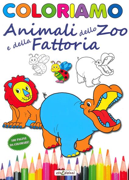 Coloriamo animali dello zoo e della fattoria. Ediz. illustrata - copertina