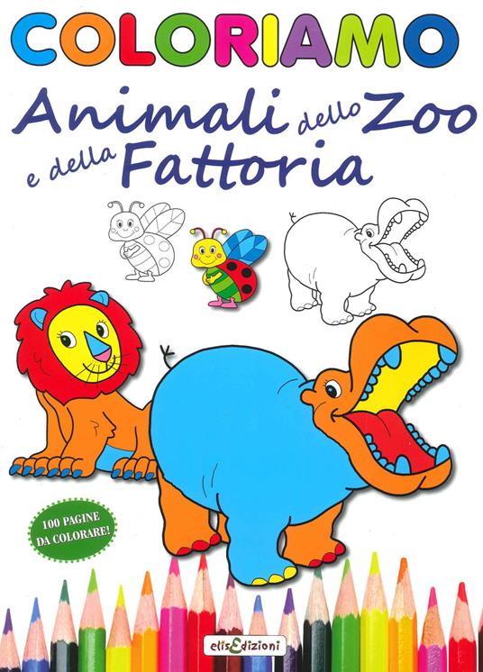 Coloriamo animali dello zoo e della fattoria. Ediz. illustrata - copertina