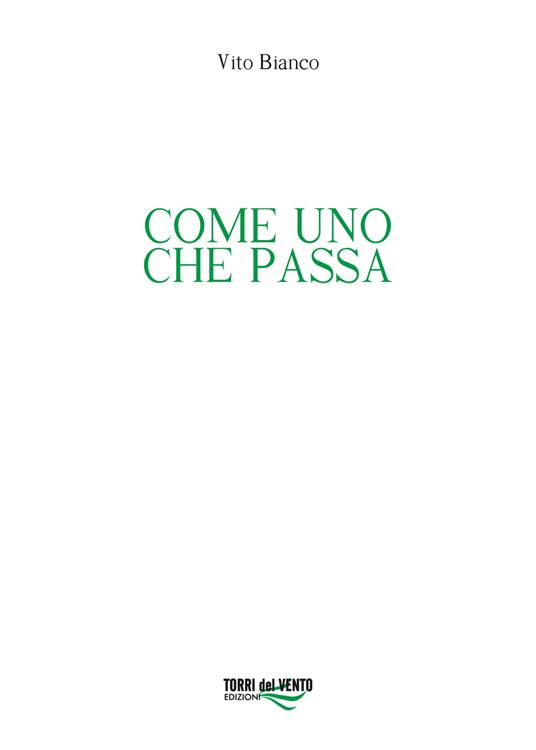 Come uno che passa - Vito Bianco - copertina