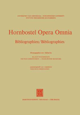 Hornbostel Opera Omnia: Bibliographien / Bibliographies - cover