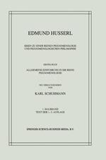 Ideen zu einer Reinen Phänomenologie und Phänomenologischen Philosophie: Erstes Buch: Allgemeine Einführung in die Reine Phänomenologie