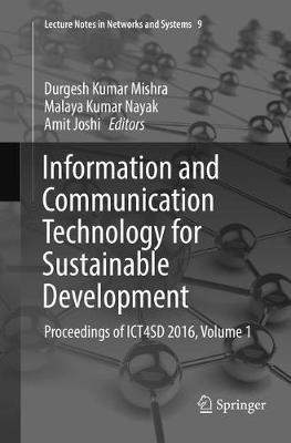 Information and Communication Technology for Sustainable Development: Proceedings of ICT4SD 2016, Volume 1 - cover