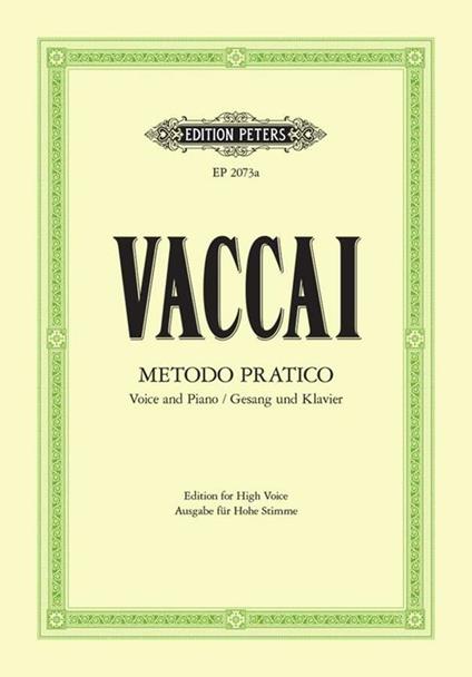 Metodo Pratico. High voice. Canto -  Nicola Vaccai - copertina