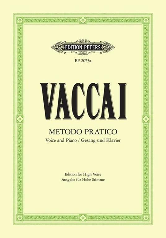 Metodo Pratico. High voice. Canto -  Nicola Vaccai - copertina