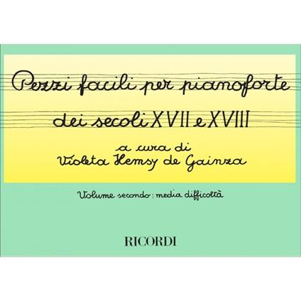  Pezzi Facili per pianoforte dei Secoli XVII e XVIII - volume 2 difficoltà media - copertina