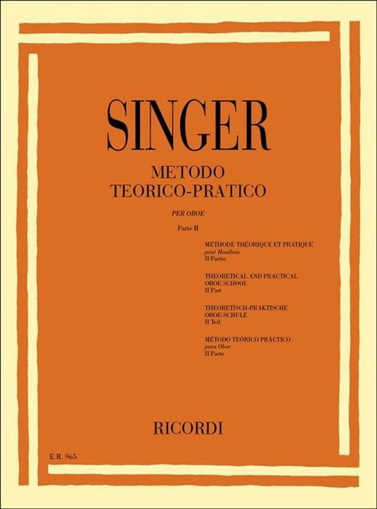  Metodo Teorico. Parte 2. Pratico per Oboe -  Sigismondo Singer - copertina