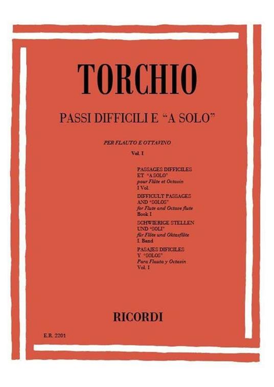  Passi Difficili e a Solo. vol. 1. Flauto -  B. Torchio - copertina