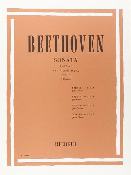  32 Sonate: N. 13 in Mi Bem. Op. 27 N. 1 'Quasi. Beethoven. Pianoforte -  Ludwig van Beethoven - copertina