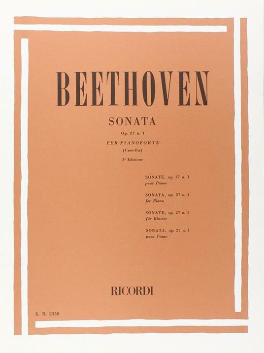  32 Sonate: N. 13 in Mi Bem. Op. 27 N. 1 'Quasi. Beethoven. Pianoforte -  Ludwig van Beethoven - copertina