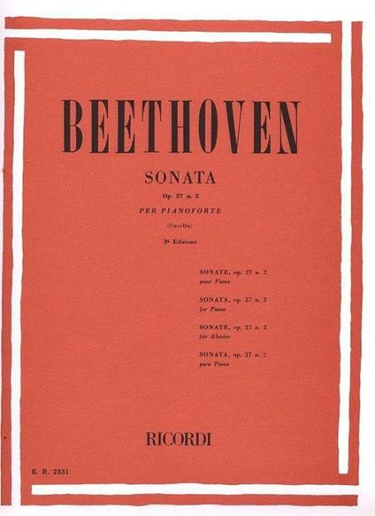 32 Sonate: N. 14 in Do Diesis Min. Op. 27 N. 2. Beethoven. Pianoforte -  Ludwig van Beethoven - copertina