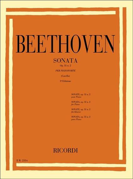 32 Sonate: N. 17 in Re Min. Op. 31 N. 2 'La. Pianoforte -  Ludwig van Beethoven - copertina