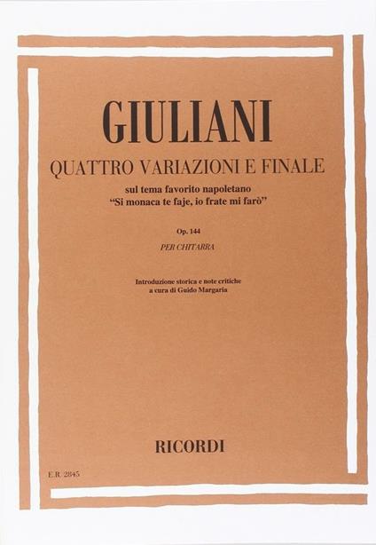 4 Variazioni e Finale Sul Tema Favorito Napolitano. Chitarra -  Mauro Giuliani - copertina