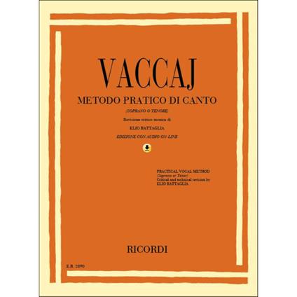  Metodo Pratico di Canto + Contenuti audio online Soprano O Tenore -  Nicola Vaccaj - copertina