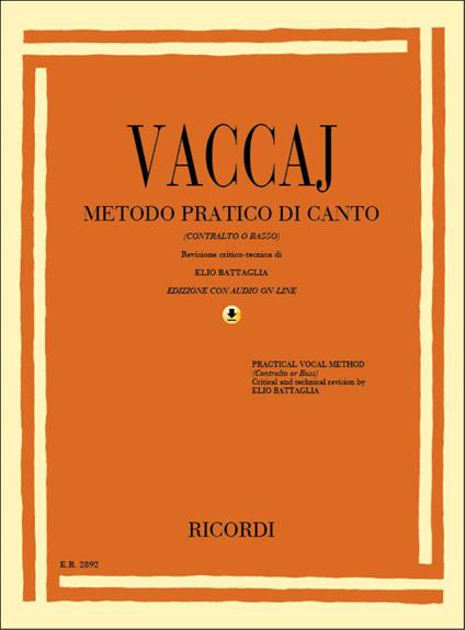  Metodo Pratico di Canto + Contenuti audio online Contralto O Basso -  Nicola Vaccaj - copertina