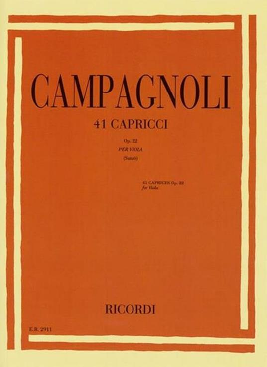  41 Capricci Op. 22. Viola -  Bartolomeo Campagnoli - copertina