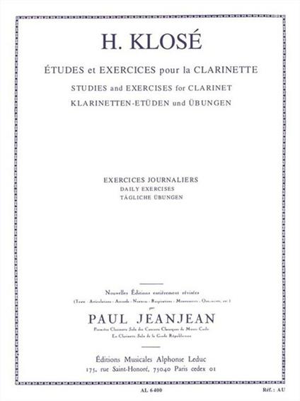 Hyacinthe-Eléonore Klosé. Exercises Journaliers. clarinetto - copertina