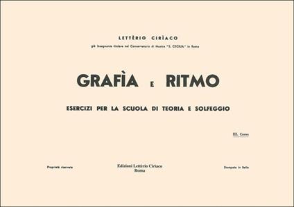  L. Ciriaco. Grafia e Ritmo. 3° Corso - copertina
