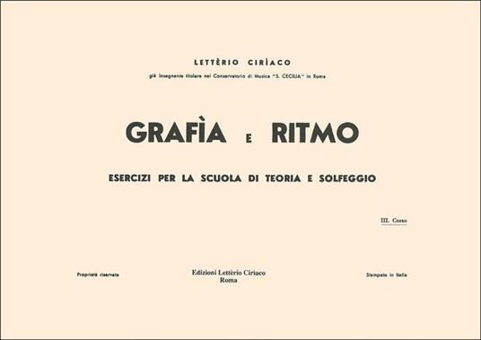 L. Ciriaco. Grafia e Ritmo. 3° Corso - copertina