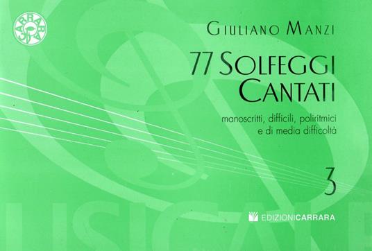  G. Manzi. Solfeggi Cantati Manoscritti vol. 3 (77 Solfeggi) - copertina