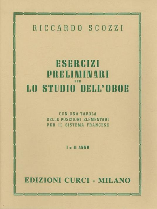  Esercizi preliminari per lo studio dell'oboe -  Riccardo Scozzi - copertina