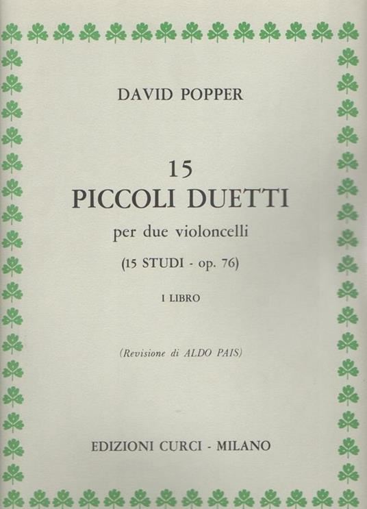  15 piccoli duetti per due violoncelli. Spartito -  David Popper - copertina