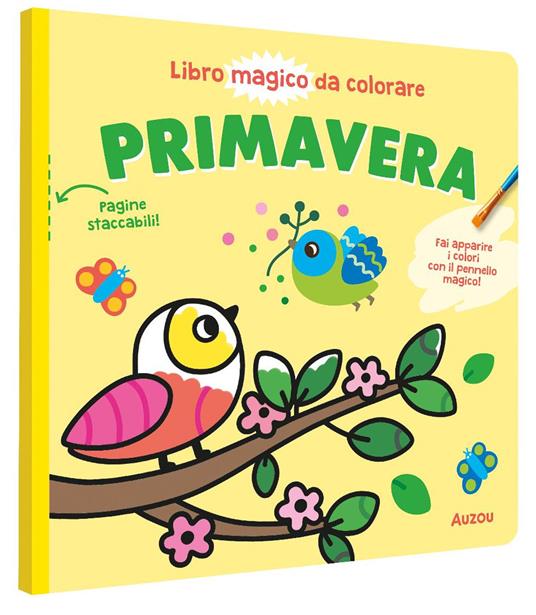 Primavera. Libro magico da colorare. Ediz. illustrata. Con pennello in legno - copertina