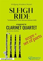 Sleigh Ride «Schlittenfahrt» from German Dances, K.605. Clarinet quartet. Score & parts. Partitura e parti