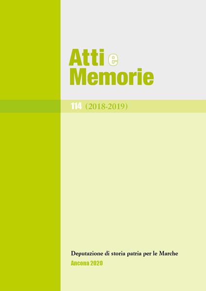 Atti e memorie della Deputazione di storia patria per le Marche (2018-2019). Vol. 114 - copertina