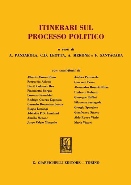 Itinerari sul processo politico - Ferruccio Auletta,Giorgio Spangher,Gianfranco Stanco - copertina