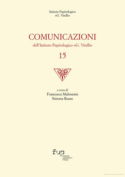 Comunicazioni dell'Istituto papirologico «G. Vitelli». Vol. 15 - copertina