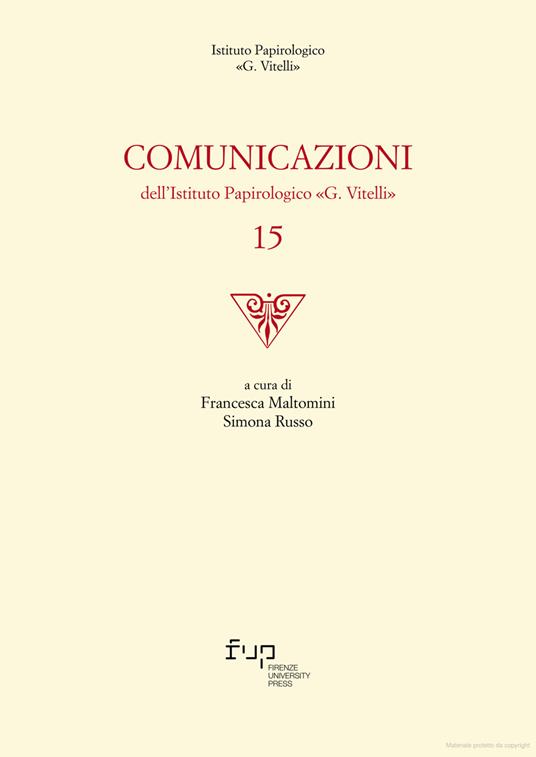 Comunicazioni dell'Istituto papirologico «G. Vitelli». Vol. 15 - copertina