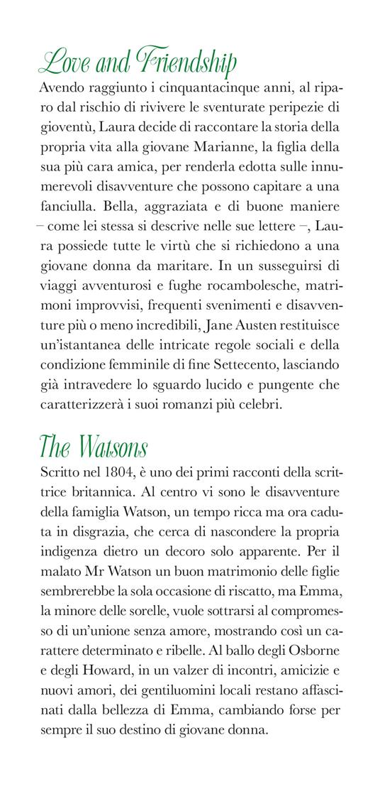 Short stories: Love and friendship-The Watson. Con versione audio completa - Jane Austen - 2