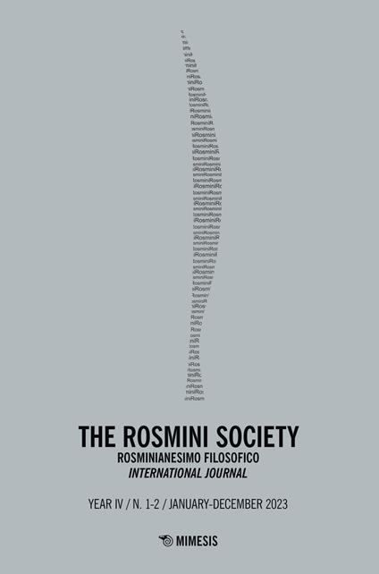 The Rosmini society. Rosminianesimo filosofico international journal (2023). Vol. 1-2 - copertina