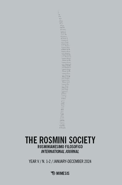 The Rosmini society. Rosminianesimo filosofico international journal (2024). Vol. 1-2 - copertina
