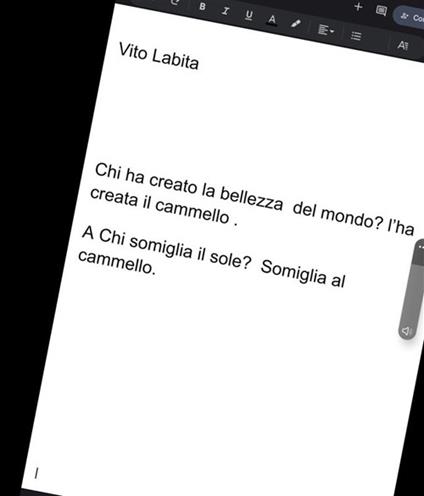 Chi ha creato la bellezza del mondo? L'ha creata il cammello. A Chi somiglia il sole? Somiglia al cammello - Vito Labita - ebook