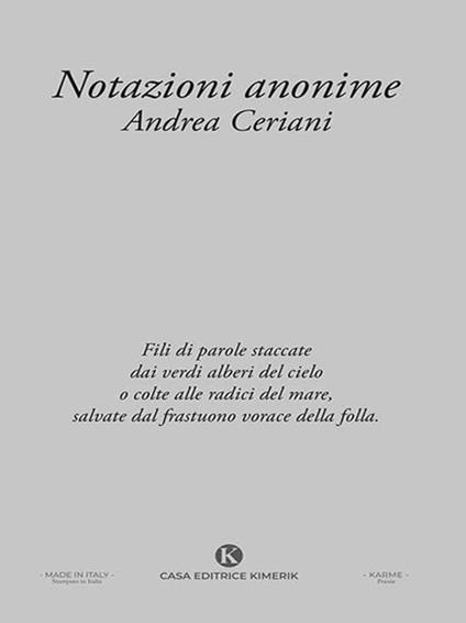 Notazioni anonime - Andrea Ceriani - ebook