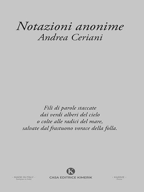 Notazioni anonime - Andrea Ceriani - ebook