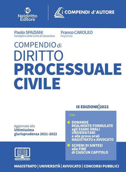 Compendio di diritto processuale civile - Paolo Spaziani,Franco Caroleo - copertina
