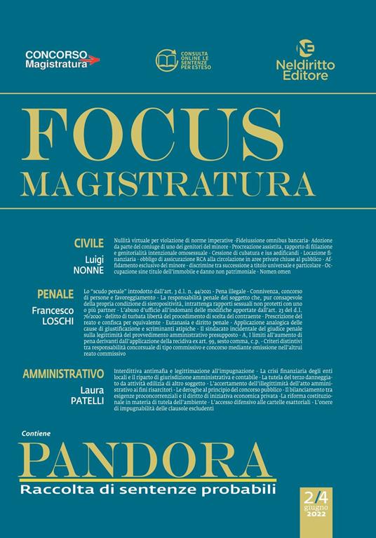 Focus magistratura. Concorso magistratura 2022: Civile, penale, amministrativo. Nuova ediz.. Vol. 2 - copertina