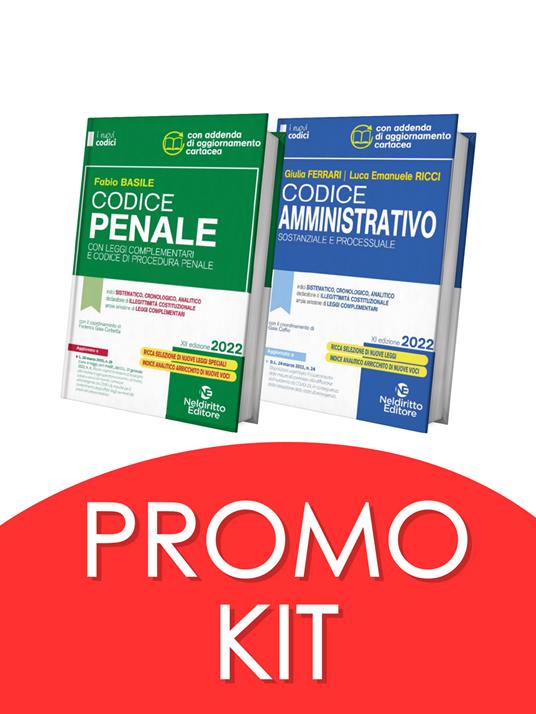 Codice penale con leggi complementari e codice di procedura penale-Codice amministrativo sostanziale e processuale. Concorso magistratura 2022. Kit. Nuova ediz. - Roberto Tartaglia,Giulia Ferrari,Luca Emanuele Ricci - copertina