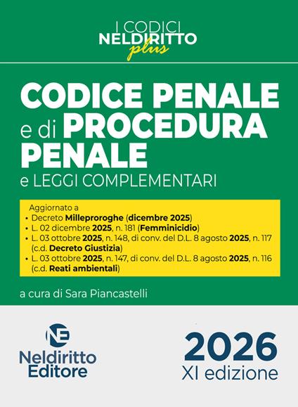 Codice penale e di procedura penale Plus 2026. Con espansione online - copertina
