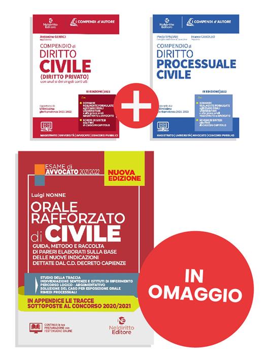 Compendio di diritto civile-Compendio di diritto processuale civile-Orale rafforzato di diritto civile. Nuova ediz. - Antonio Geraci - copertina