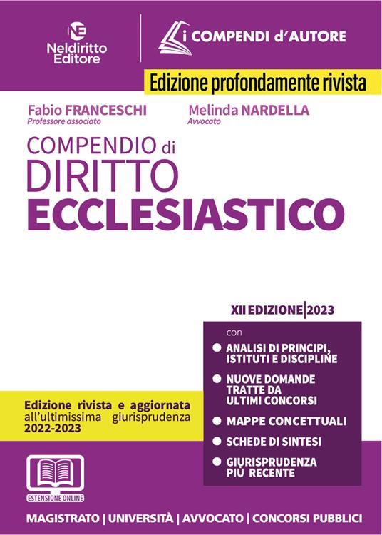 Compendio di diritto ecclesiastico. Con espansione online - Fabio Franceschi,Melinda Nardella - copertina