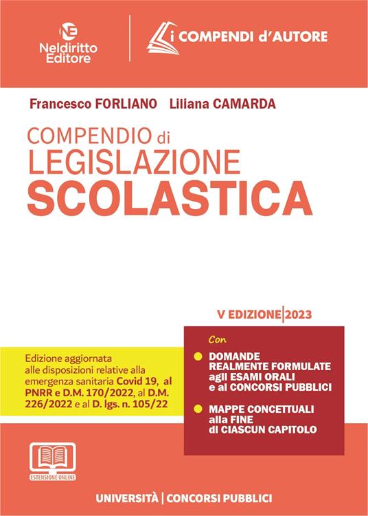 Compendio di legislazione scolastica. Con espansione online - Francesco Forliano,Liliana Camarda - copertina