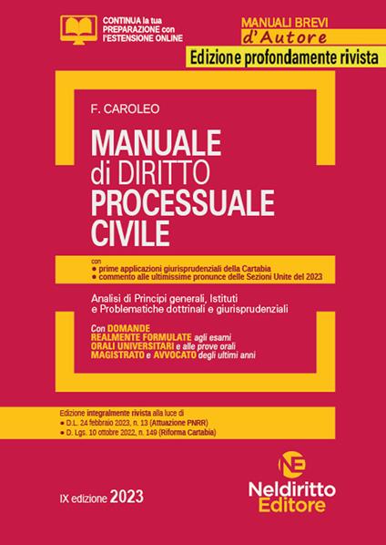Manuale di diritto processuale civile - Paolo Spaziani,Franco Caroleo - copertina