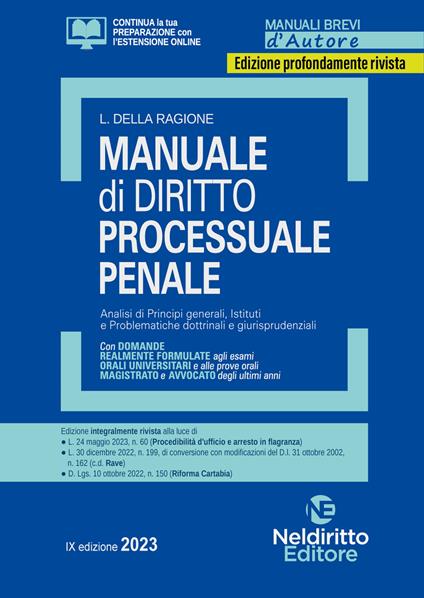 Manuale di diritto processuale penale - Luca Della Ragione - copertina